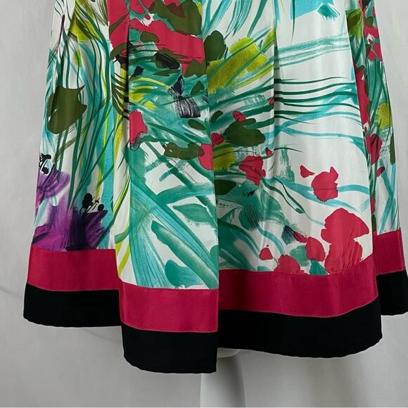 Peter Nygard White Teal Floral 100% Silk Cottage Vintage Skirt NWOT Size 10 - Picture 3 of 11